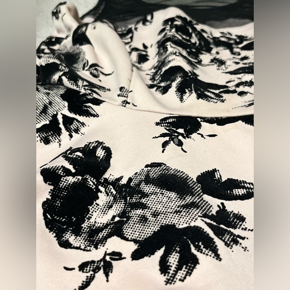 Baby Pink and Black Rosette Mesh Dress - Picture 5 of 6